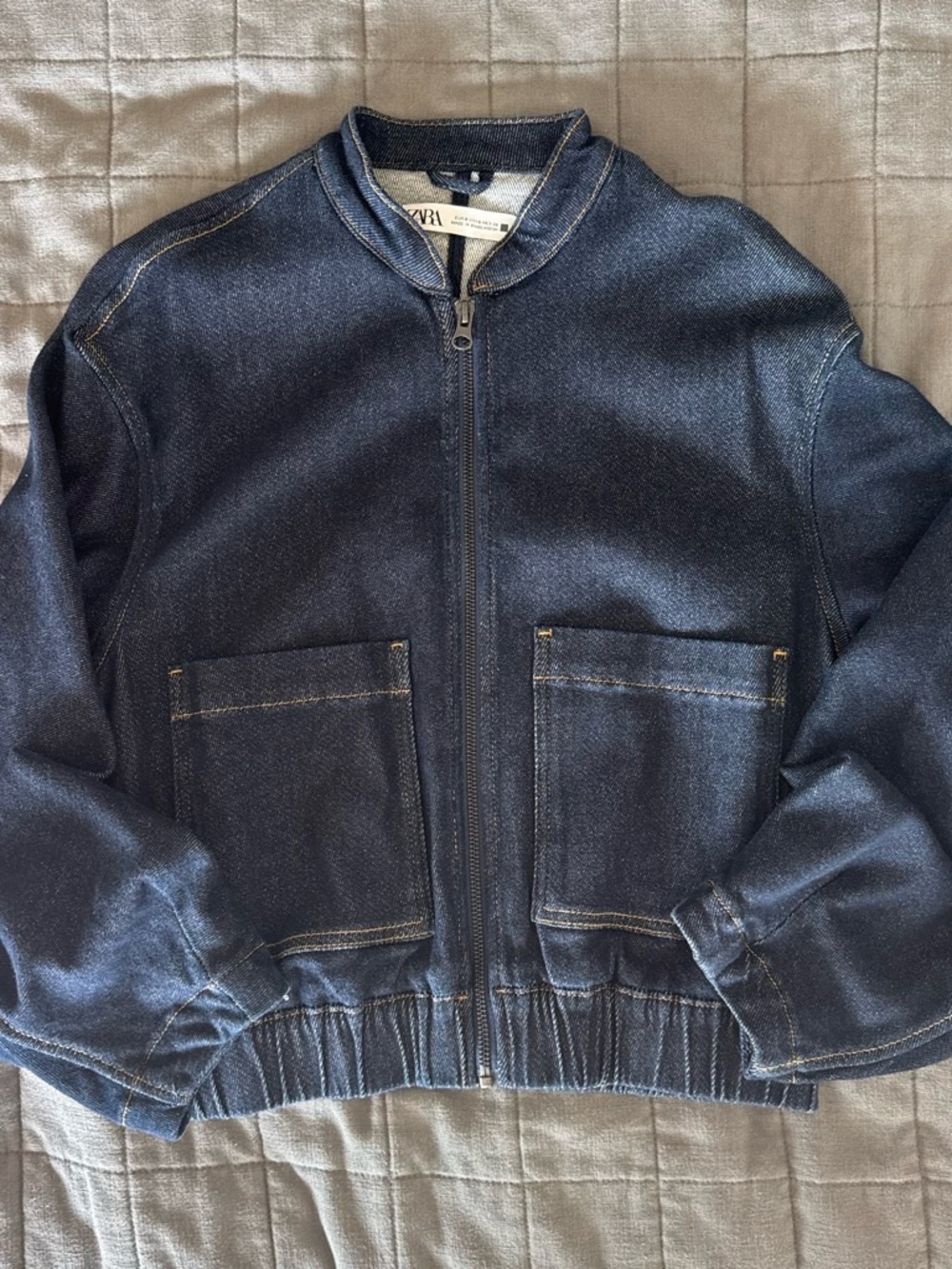 Zara women’s  Dark Denim Zip-Up Jacket